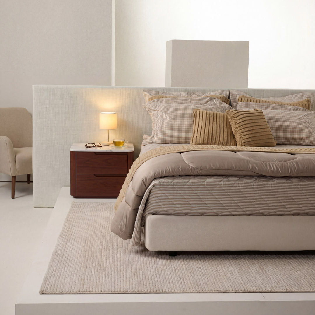 01 05 0910  Colcha Mix And Matchs xadres listras Caqui Branco 001